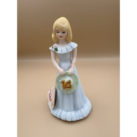 Enesco Other - Growing Up Birthday Girl Age 14 Doll Blonde hair, blue dress Vintage Look 1981